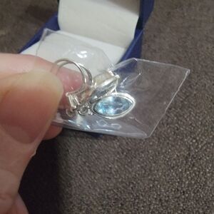 Vintage Style Natural Sky Blue Topaz Earrings In Fine Sterling Silver, Brand New